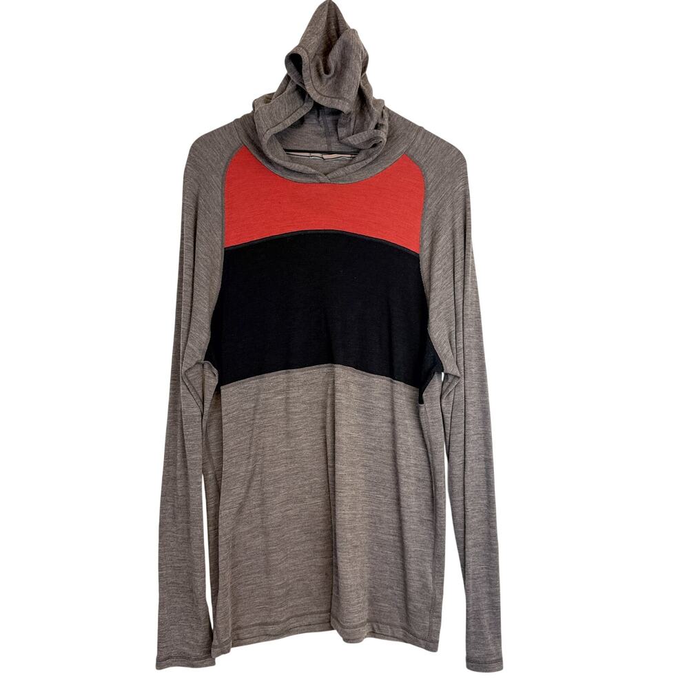 Smartwool Mens Brown Stripe Merino Wool Pullover Hoodie - XL